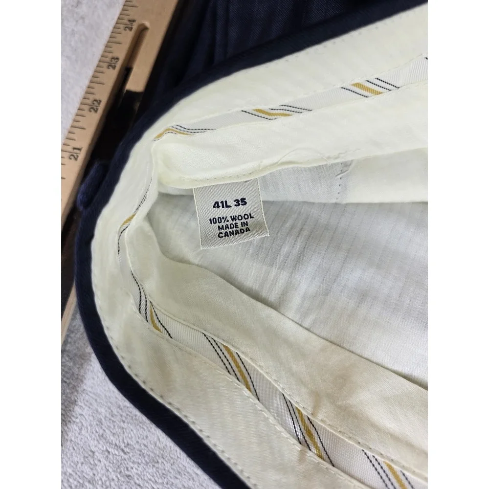 Cremieux Loro Piana Suit Mens 41L 2 Piece Pants 36x32 Navy Pinstripe 130s Wool
